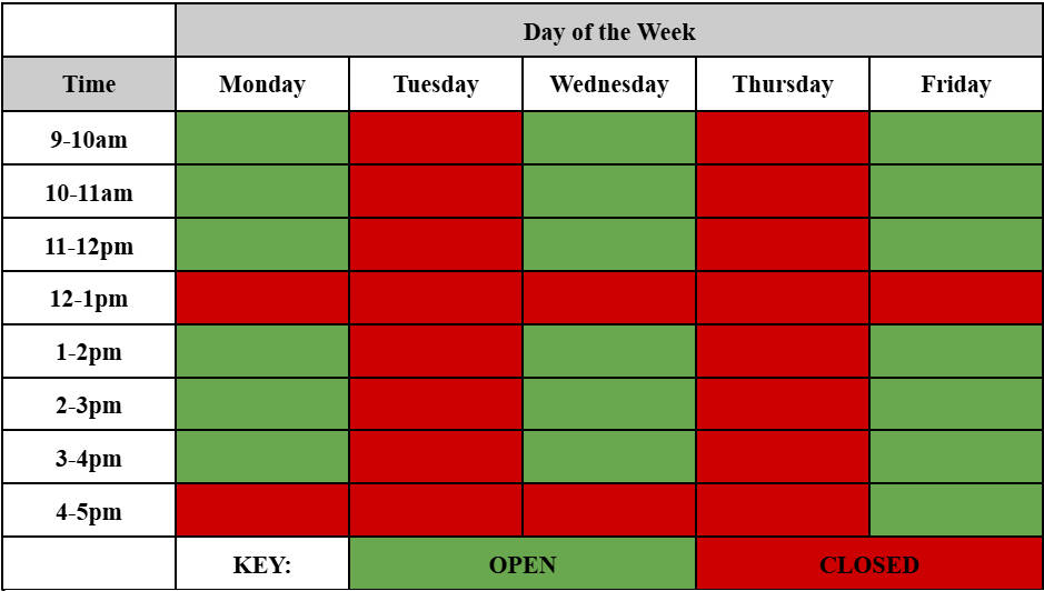 Open Hours  FALL 2026